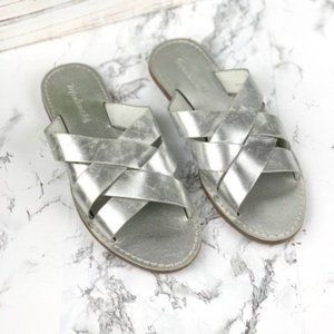 Madewell Silver Criss Cross Sandal Slide